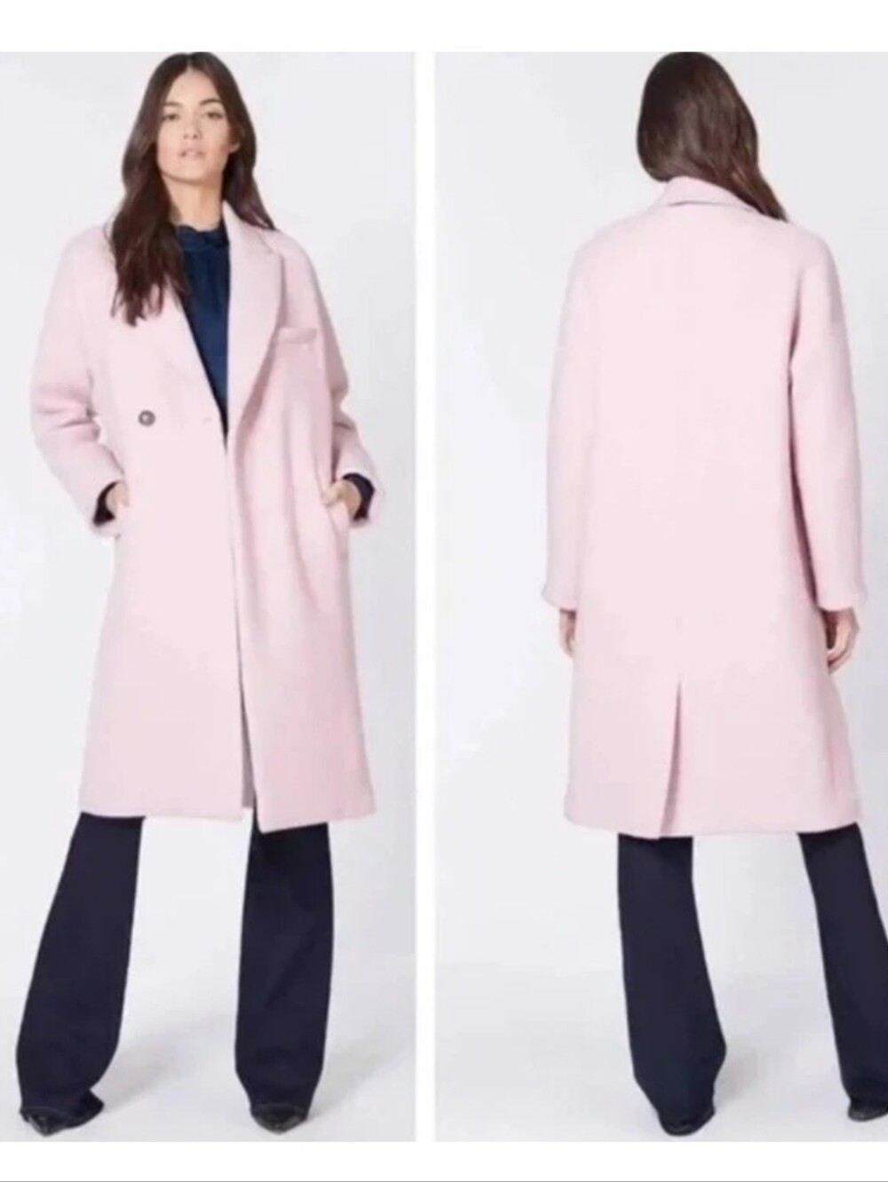 Veronica Beard Fiona Wool Coat Size M Pink Blush